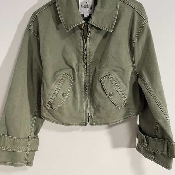 Sam Edelman Cropped Moto Jacket XS -army green - Picture 2 of 15